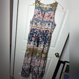 Kaktus Pink And Green multicolor Floral print sleeveless Dress size medium